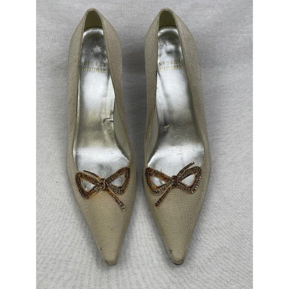 Women's Stuart Wietzman Cream Heels Size 7 - Picture 3 of 8
